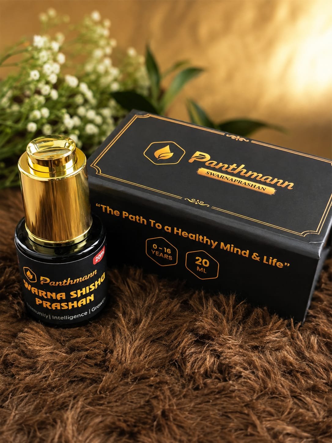 Panthmann Swarnaprachan product bottle and black-and-gold packaging